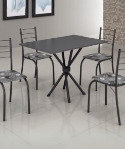 Mesa 4 Cadeiras Rio 100×60 Preto/Grafite – TEIXEIRA