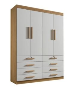 Guarda-Roupa Solteiro Mônaco 4 Portas 8 Gavetas Cinamomo/Off Larg. 1.60m D Doro