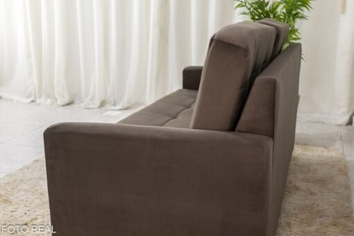 Sofá 3 lugares Living Áustria Veludo Marrom A17 Larg. 1.70m - Imagem 6