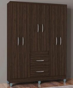 Guarda-Roupa Casal Milão 6 Portas 2 Gavetas C/Pés Larg. 1.35m Chocolate Poquema