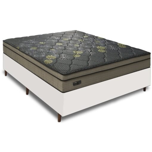 Colchão Casal Vigo D26 + Base Box Simples Corino Branco – UMAFLEX + ALTO NÍVEL CAMAS E COLCHÕES