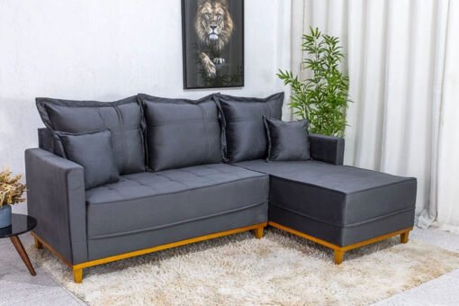 Sofá 3 Lug. Milão C/Chaise Lado Esquerdo Veludo Cinza 814 Larg. 2.30m - Molas Ensacadas - Imagem 2