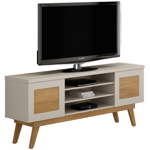 Rack até 65" Detroit Off White/Cinamono - VALDEMÓVEIS - Imagem 2