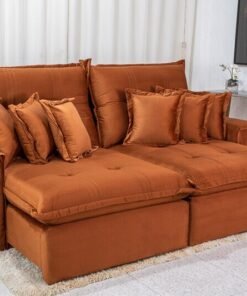 Sofá Retrátil Reclinável Ferrara Veludo Terracota Larg. 2.50m - D33 e Molas Ensacadas