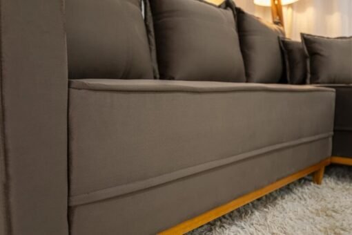 Sofá 3 Lug. Milão C/Chaise Lado Esquerdo Veludo Marrom 815 Larg. 2.30m - Molas Ensacadas - Imagem 4