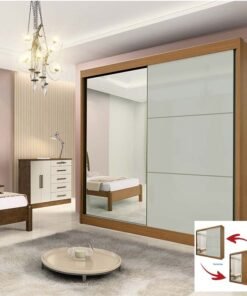 Roupeiro Casal Titanium Cinamomo/Off 2 Portas 6 Gavetas C/ 1 Espelho 100% MDF Portas Flex Larg. 2.20m - D Doro