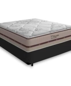 Colchão Casal Classic Ensacadas Bege + Base Box Simples Avalon Preto – ANJOS + AVALON