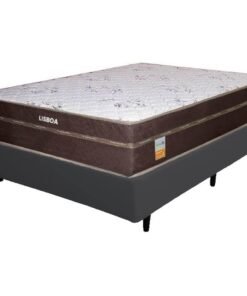 Colchão Casal Lisboa D28 + Base Box Simples Corino Preto – ECOTEC + ALTO NÍVEL CAMAS E COLCHÕES