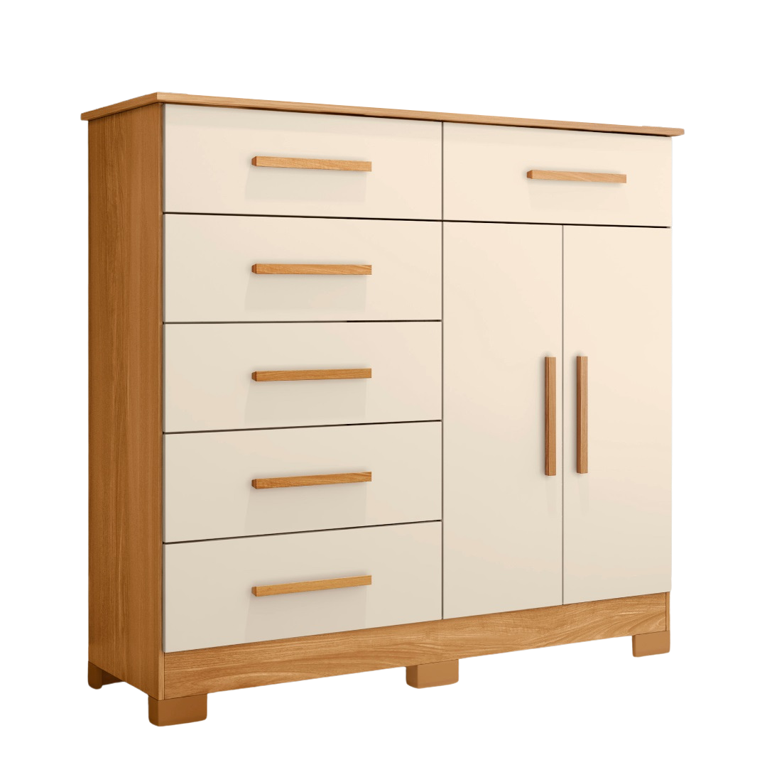 Cômoda Xangai Carvalho Grife/Off White - MÓVEIS ALBATROZ - Imagem 2