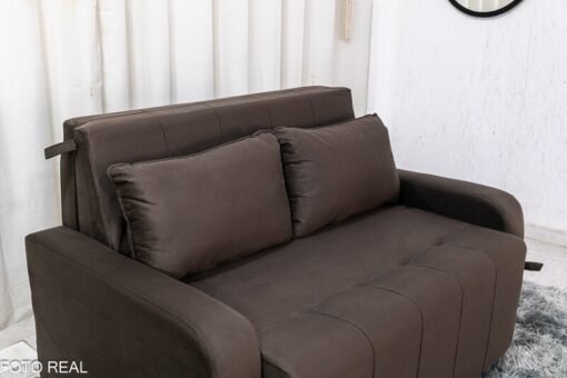 Sofá Cama Amora New Larg. 1.37m Veludinho Marrom 256 - Imagem 4