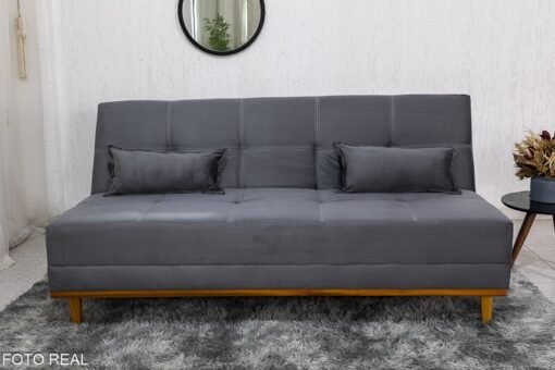 Sofá Cama Madrid larg. 1.80m Molas Bonnel Veludo Cinza 2303 - Imagem 5