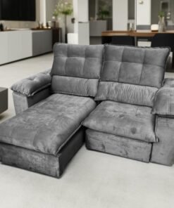 Sofá Retrátil e Reclinável Suíça 2,10 m Cinza – LEO DECOR