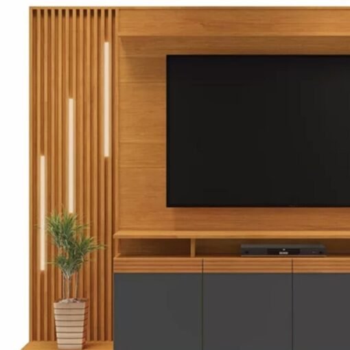 Home Absoluto Cinamomo/Grafite Ripado C/ Led TV até 65 Polegadas Larg. 2.00m - JCM - Imagem 4