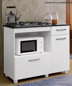 Balcão para Cooktop 4 Bocas Violeta Branco - KAIKI MÓVEIS
