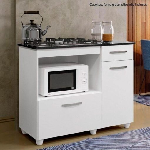Balcão para Cooktop 5 Bocas Violeta Branco - KAIKI MÓVEIS