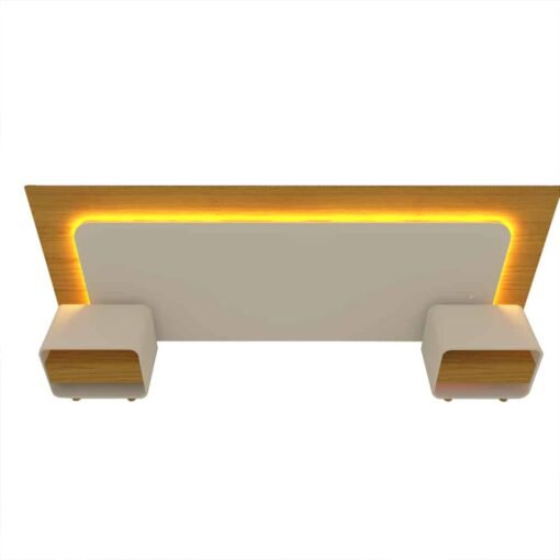Cabeceira Innova com LED e Mesa de Cabeceira 140/160/195 - Naturale /Off White - Imagem 6