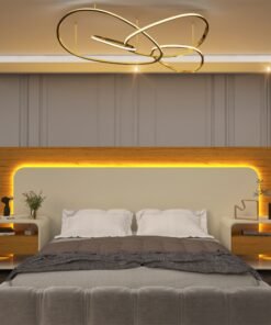 Cabeceira Innova com LED e Mesa de Cabeceira 140/160/195 - Naturale /Off White
