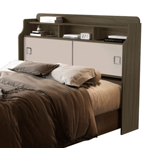 Cabeceira Casal Jéssica Castanho Wood/Off White/Castanho Wood- MADEC/VJ MÓVEIS - Imagem 2