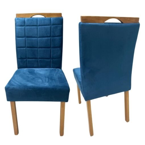 Kit 2 Cadeiras Roma Mel/Veludo Azul – WM DECOR - Imagem 5