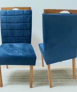 Kit 2 Cadeiras Roma Mel/Veludo Azul – WM DECOR