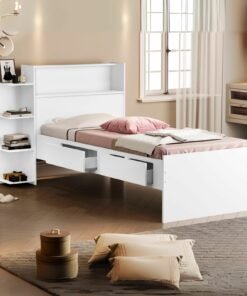 Cama Solteiro Baú Isa Branco - MADEC/VJ MÓVEIS