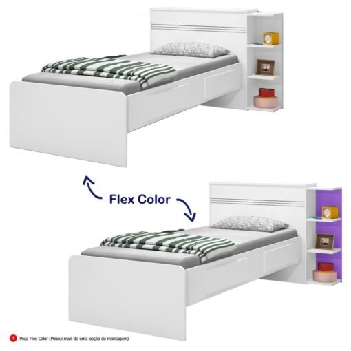 Cama Solteiro Baú Jade Branco/Lilás/Branco - J&A MÓVEIS - Imagem 2
