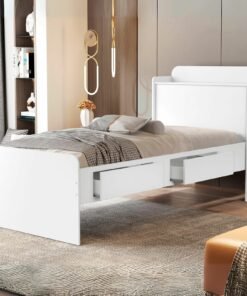 Cama Solteiro Baú Tamires Branco - MADEC/VJ MÓVEIS