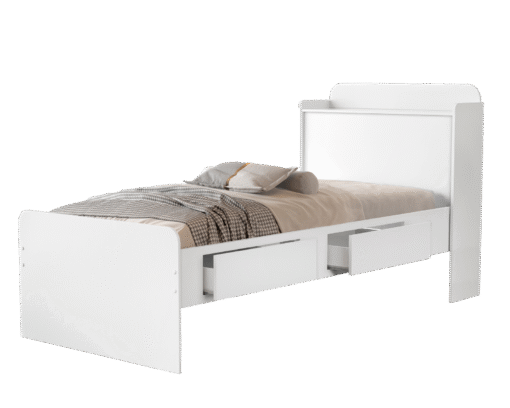 Cama Solteiro Baú Tamires Branco - MADEC/VJ MÓVEIS - Imagem 2
