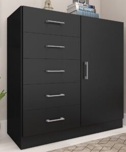 Cômoda 5 Gavetas com Sapateira Miami Preto - FELLICCI