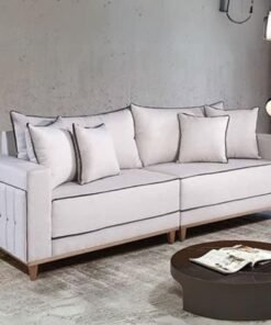 Sofá Living Montes Claros 3048 2,16 m Linho Bege 2119 - LUFER ESTOFADOS