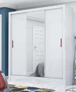 Guarda-Roupa 3 Portas Dubai/Santiago Plus(1 Porta espelhada) 1,79 m Branco - CARIOCA MÓVEIS