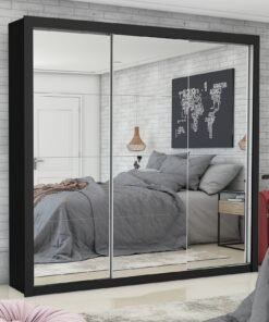 Guarda-Roupa Veneza/Clara/Berlim Premium (3 Portas espelhadas) 1,855 m Preto – CARIOCA MÓVEIS