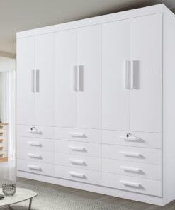 Guarda-Roupa 6 Portas Mônaco 2,40 m Branco - D'DORO MÓVEIS