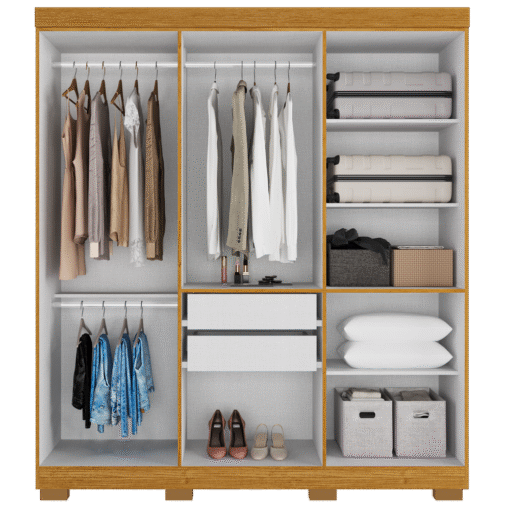 Guarda-Roupa 6 Portas Paolla 1,80 m Cinamono/Off White - ACP MÓVEIS - Imagem 3