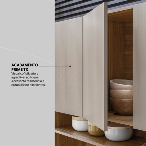 Kit Cozinha Amora 1,98 m Nogueira Touch/Nude Prime - DEMÓBILE - Imagem 8