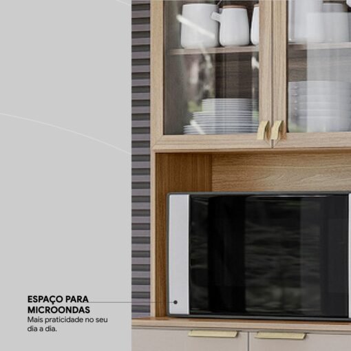 Kit Cozinha Amora 1,98 m Nogueira Touch/Nude Prime - DEMÓBILE - Imagem 7