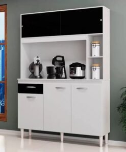Kit Cozinha Duda 1,20 Branco/Preto - POQUEMA