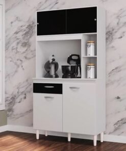 Kit Cozinha Duda 0,90 Branco/Preto - POQUEMA