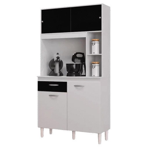 Kit Cozinha Duda 0,90 Branco/Preto - POQUEMA - Imagem 2