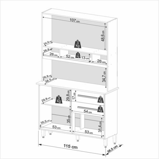 Kit Cozinha Sofia 1,15 m Branco/Neve – IMOP - Imagem 3