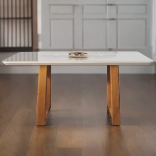 Mesa Ipanema 160 Imbuia Natural/Vidro Off White - MARKA MÓVEIS