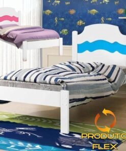 Cama Solteiro Íris Branco/Rosa/Azul - MADEC/VJ MÓVEIS