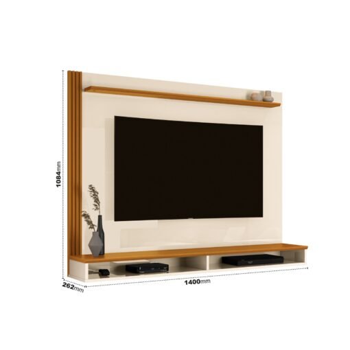 Painel até 55" Davos Off White/Cedro - EDN MÓVEIS - Imagem 3