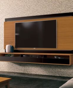Painel até 75" Savoy 2.0 Cedro Natural/Preto - EDN MÓVEIS