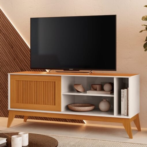Rack até 55" Aruba Off White/Cedro - EDN MÓVEIS