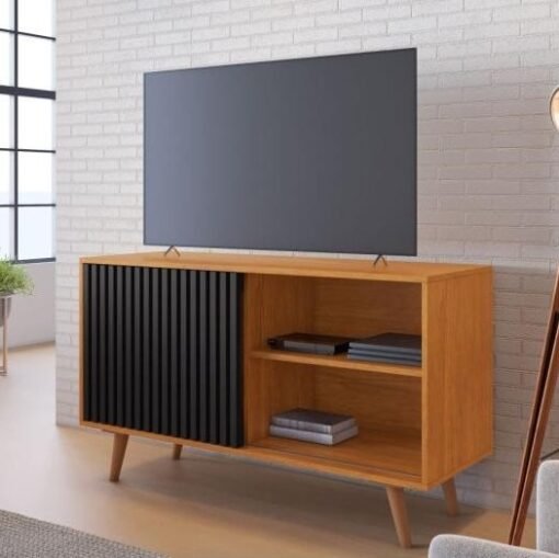 Rack até 43" Carinho Cinamono/Preto - JCM MOVELARIA