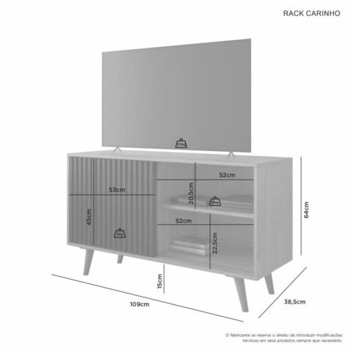Rack até 43" Carinho Cinamono/Preto - JCM MOVELARIA - Imagem 3