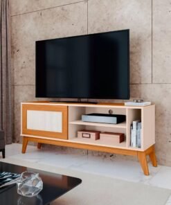 Rack até 55" Cayman Off White/Cedro - EDN MÓVEIS