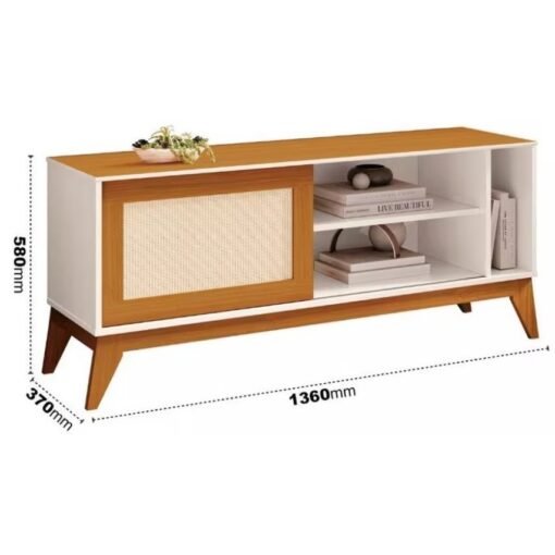 Rack até 55" Cayman Off White/Cedro - EDN MÓVEIS - Imagem 3