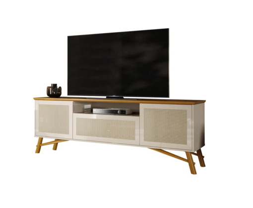 Rack até 75" Darín Off White/Cedro Natural - EDN MÓVEIS - Imagem 2